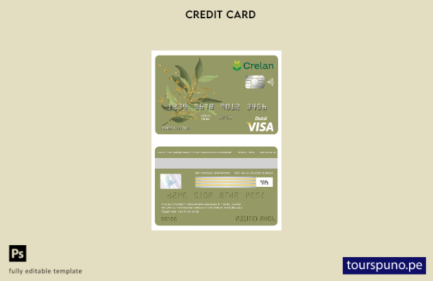 lista para imprimir plantilla de tarjeta visa del banco Crelan de Bélgica